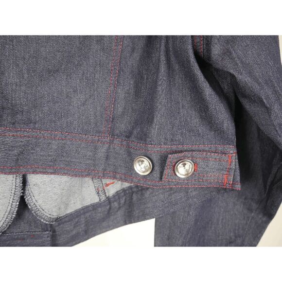 Unique Vintage Dark Denim rhinestone Western Boxy Crop Jacket XL - Picture 8 of 9